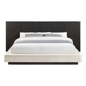 ACME Clayten Queen Bed in Beige Linen & Espresso