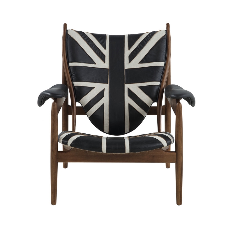 ACME Brancaster Accent Chair in Antique Slate Top Grain Leather & Old Oak