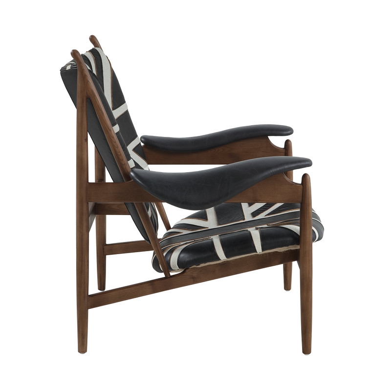 ACME Brancaster Accent Chair in Antique Slate Top Grain Leather & Old Oak