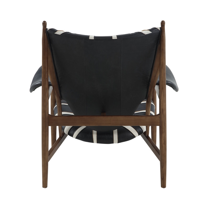 ACME Brancaster Accent Chair in Antique Slate Top Grain Leather & Old Oak