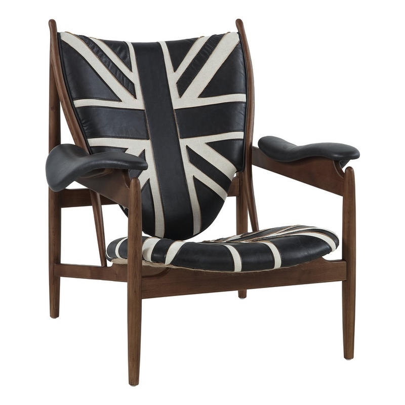 ACME Brancaster Accent Chair in Antique Slate Top Grain Leather & Old Oak