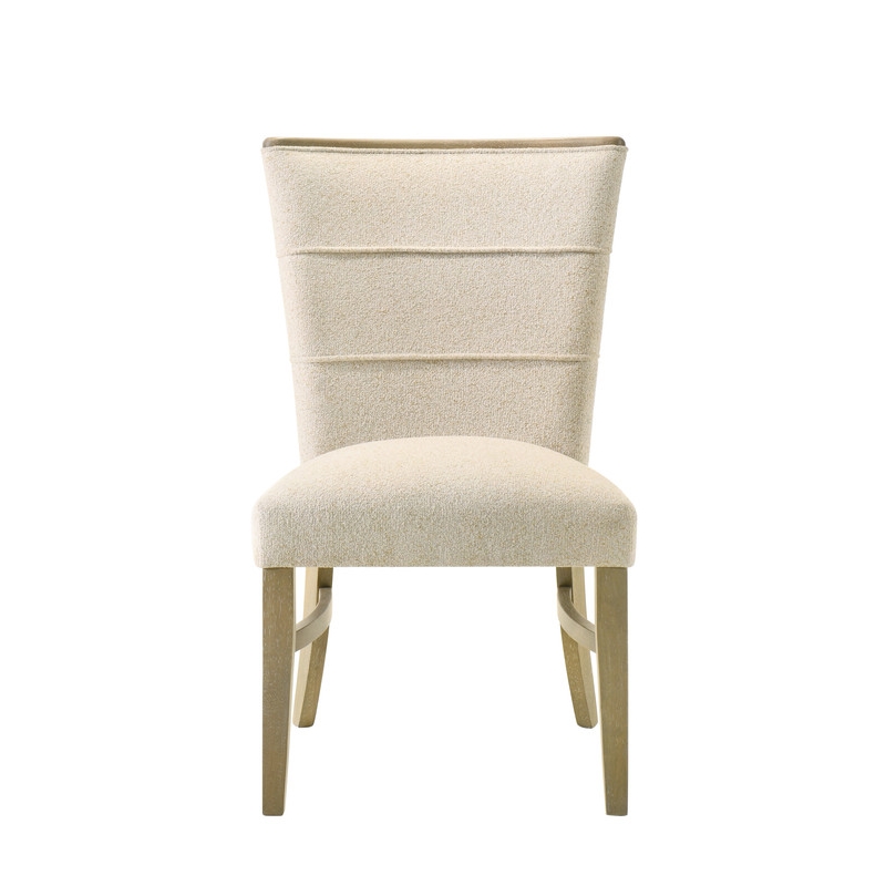 ACME Olinda Chenille Upholstered Dining Side Chair in Linen Beige (Set of 2)