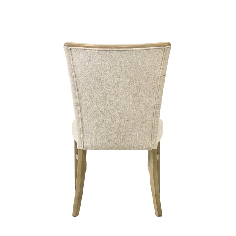 ACME Olinda Chenille Upholstered Dining Side Chair in Linen Beige (Set of 2)