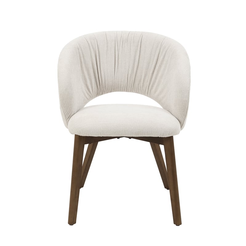 ACME Eada Fabric Upholstered Dining Arm Chair in Beige Chenille (Set of 2)