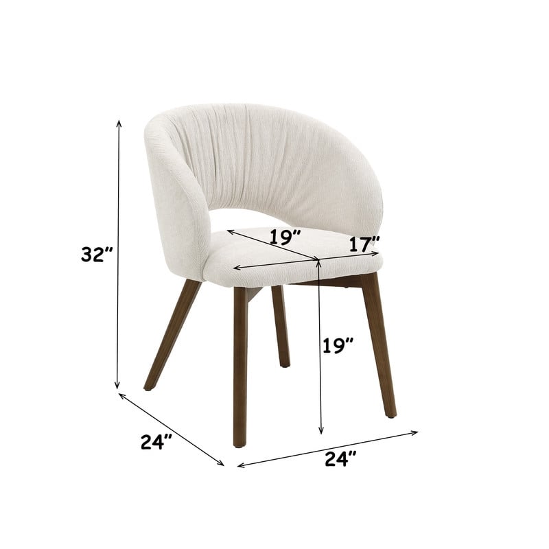 ACME Eada Fabric Upholstered Dining Arm Chair in Beige Chenille (Set of 2)