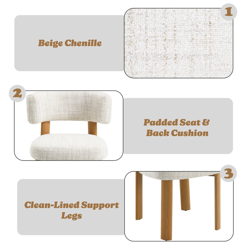 ACME Ogin Side Chair (Set-2) in Beige Chenille & Gray
