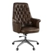 ACME Dasan Swivel Office Chair in Dark Brown Top Grain Leather & Iron