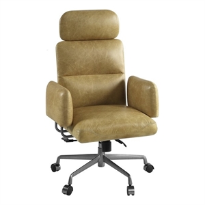 ACME Davu Swivel Office Chair in Vintage Top Grain Leather & Iron
