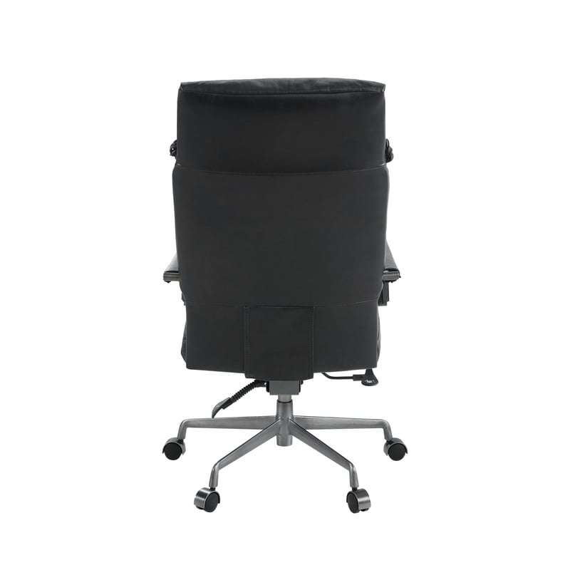 ACME Dart Swivel Office Chair in Vintage Black Top Grain Leather & Iron