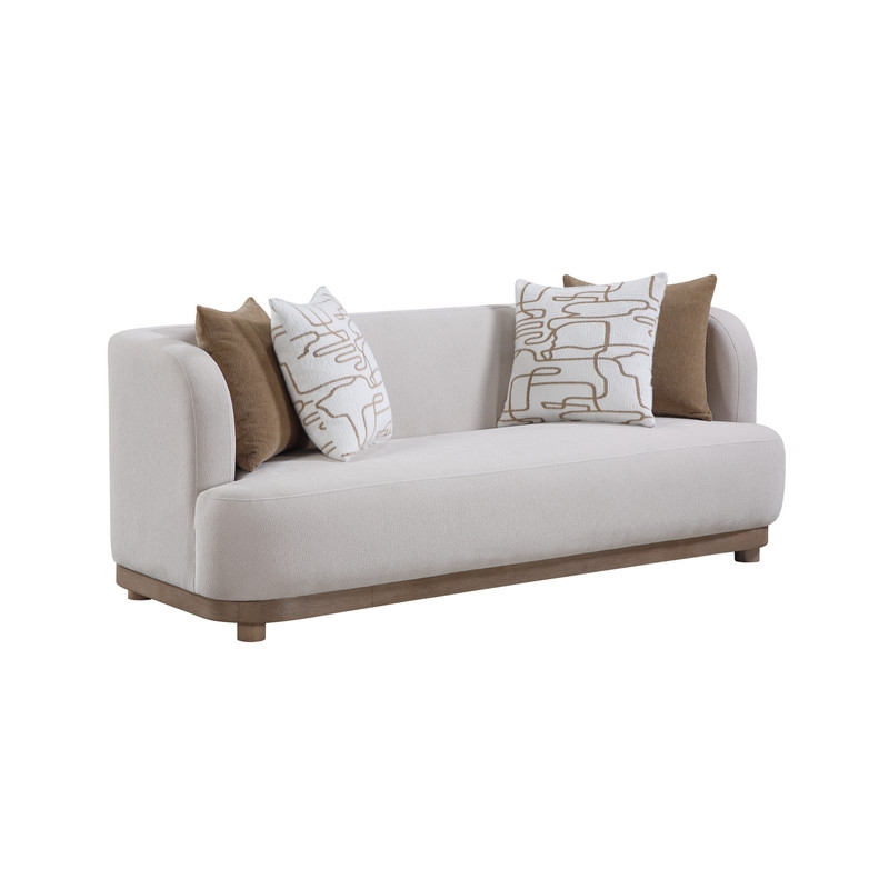ACME Duncan Sofa with 4 Pillows in Beige Chenille