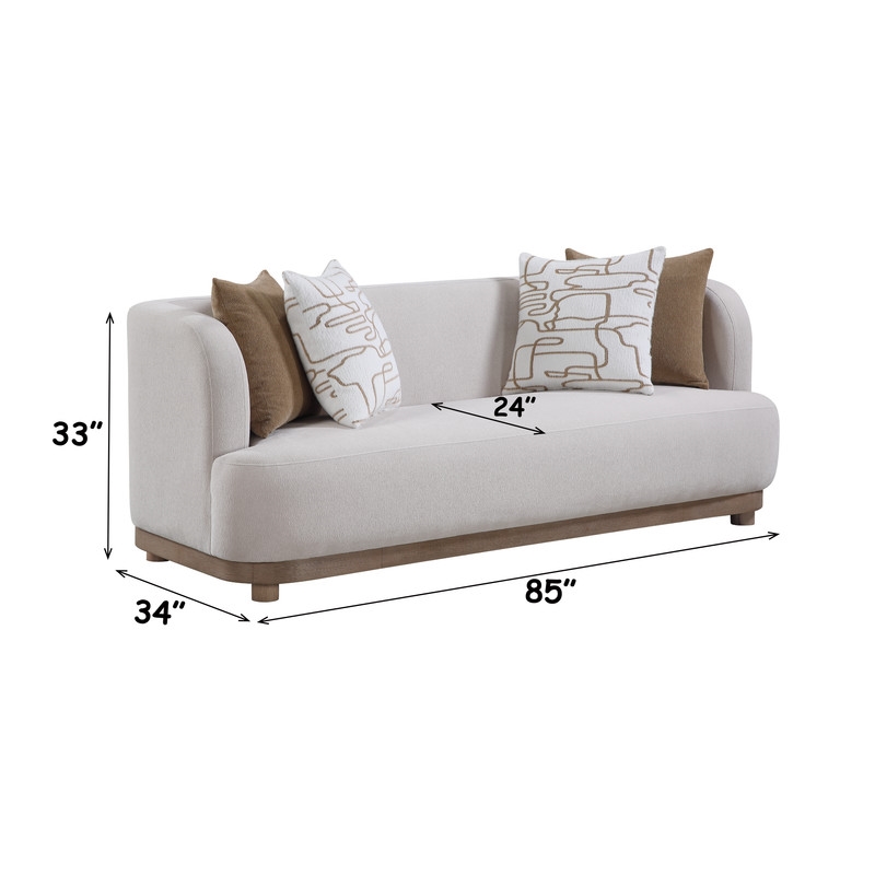 ACME Duncan Sofa with 4 Pillows in Beige Chenille