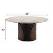 ACME Rufina Round Dining Table with Marble Top in Natural Marble Top & Walnut