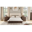 ACME Mikko Queen Bed in Cream Linen & Brown Oak