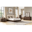 ACME Mikko Queen Bed in Cream Linen & Brown Oak