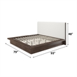 ACME Mikko Queen Bed in Cream Linen & Brown Oak