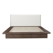 ACME Mikko Queen Bed in Cream Linen & Brown Oak