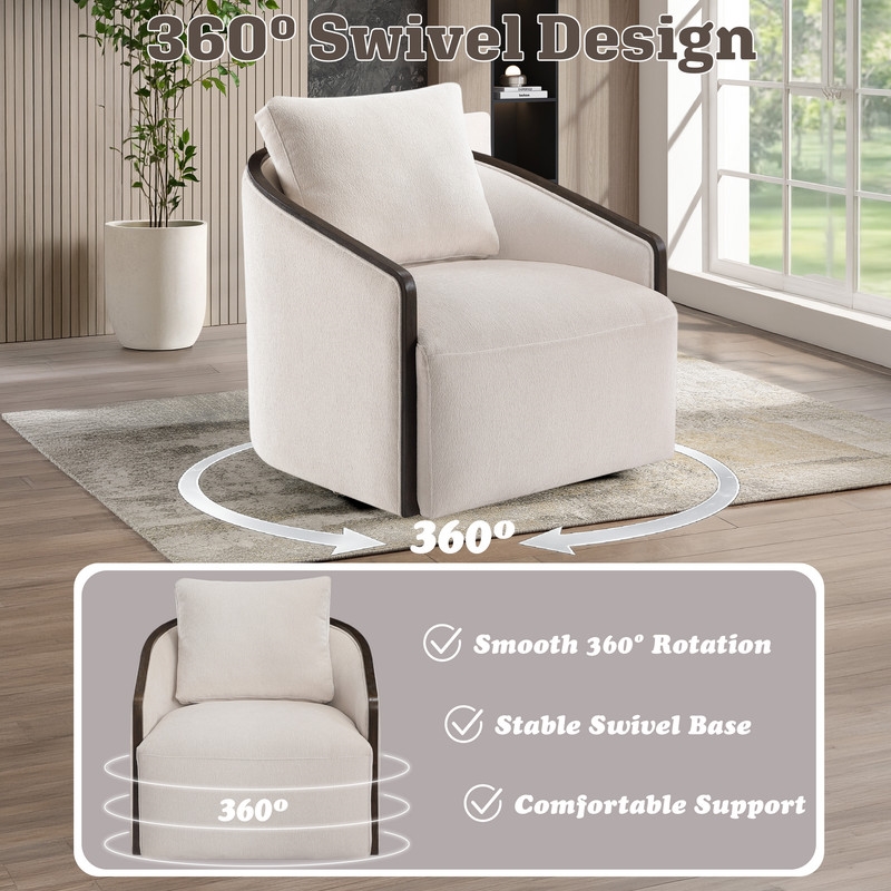 ACME Lenora Accent Chair w/Swivel  in Beige Chenille