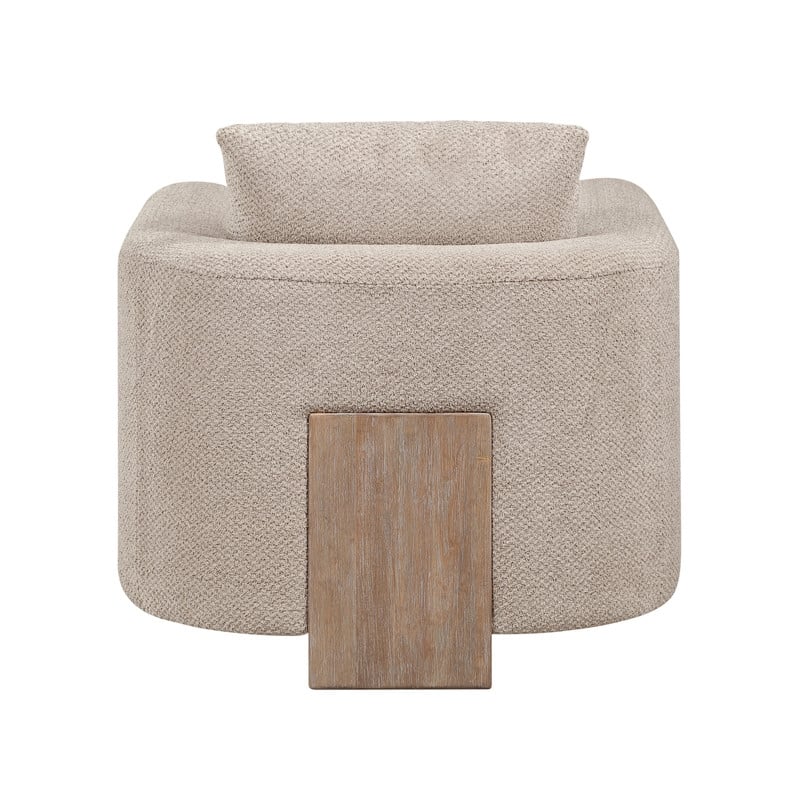 ACME Tryne Wood Frame and Fabric Upholstered Accent Chair in Latte Linen