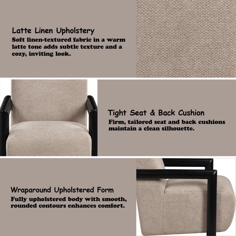 ACME Jetta Accent Chair  in Latte Linen & Black
