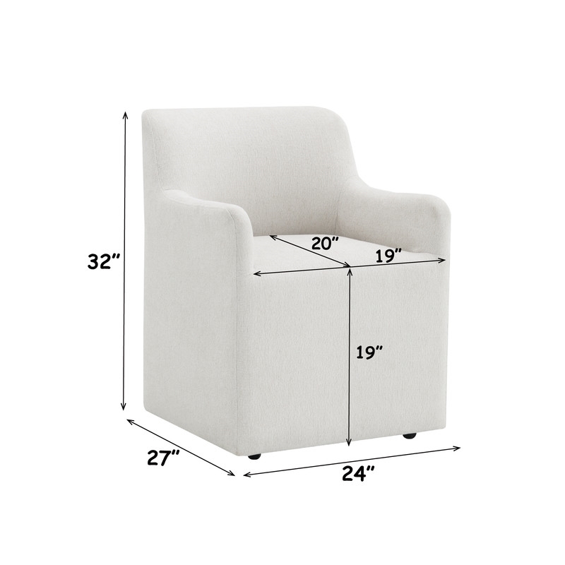 ACME Cafell Arm Chair w/Casters in Cream Linen