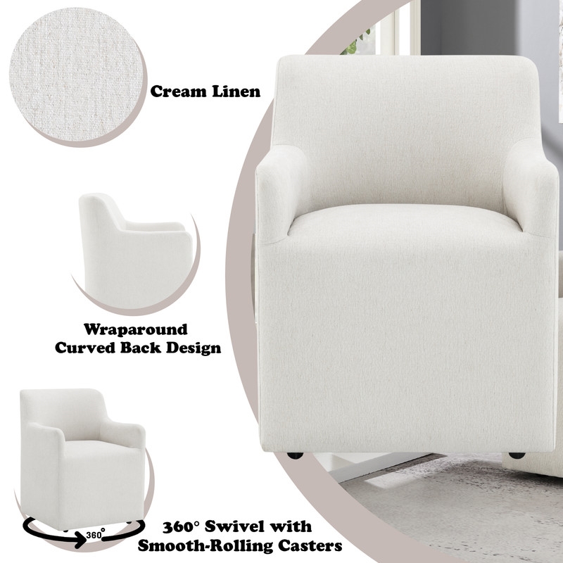 ACME Cafell Arm Chair w/Casters in Cream Linen