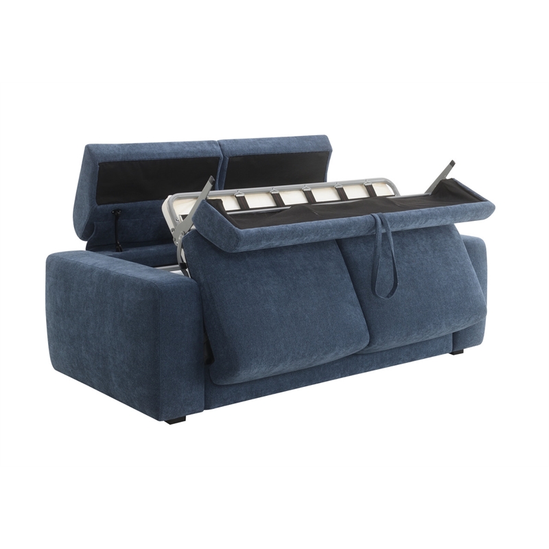 ACME Chesney Sofa w/Sleeper (Queen) in Dark Blue Chenille