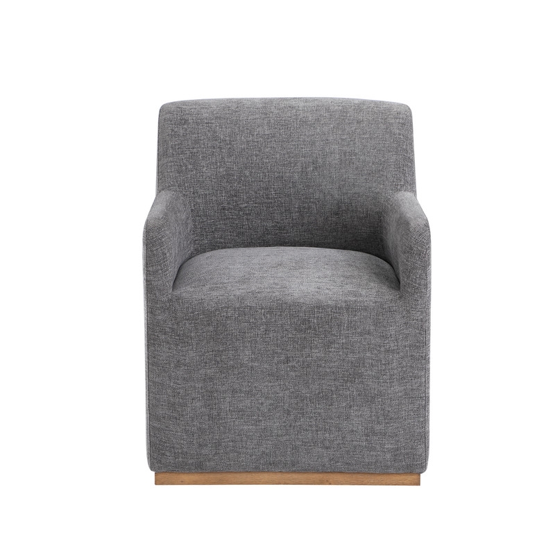 ACME Cafell Arm Chair w/Casters  in Gray Linen & Wood Trim