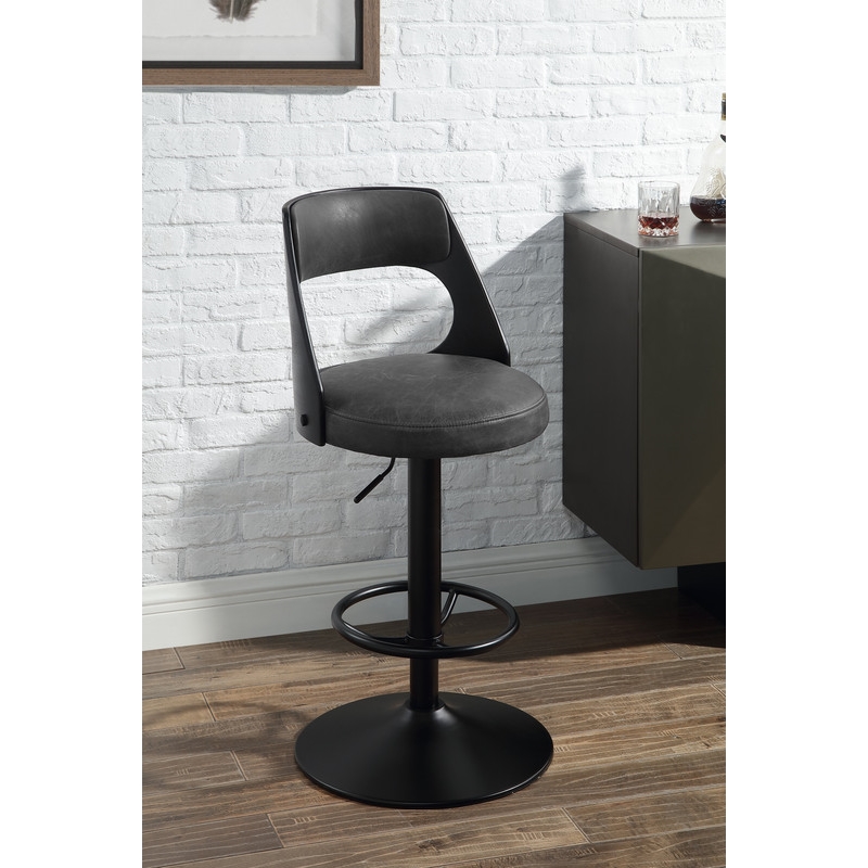 ACME Sabi Adjustable Chair w/Swivel in Antique Ebony Top Grain Leather