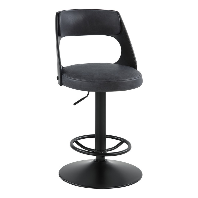 ACME Sabi Adjustable Chair w/Swivel in Antique Ebony Top Grain Leather