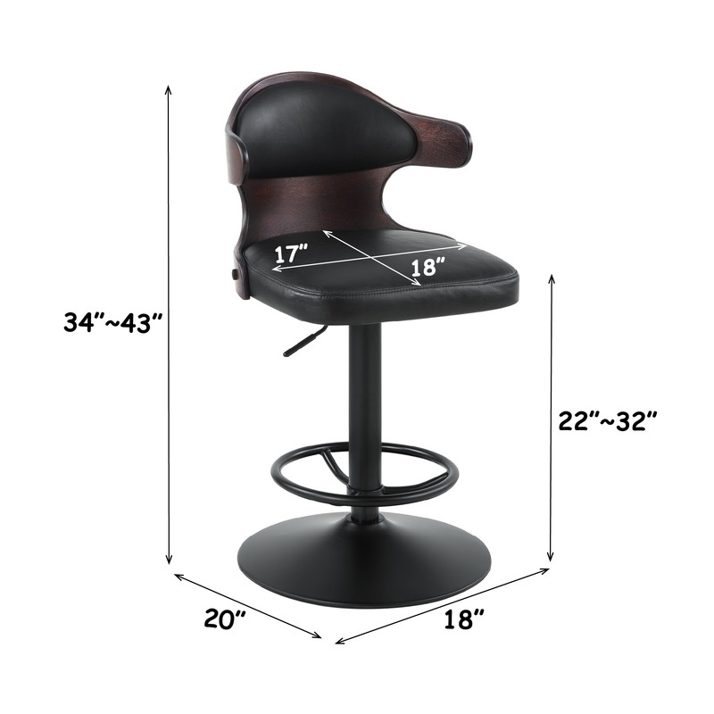 ACME Saby Adjustable Chair w/Swivel in Antique Slate Top Grain Leather