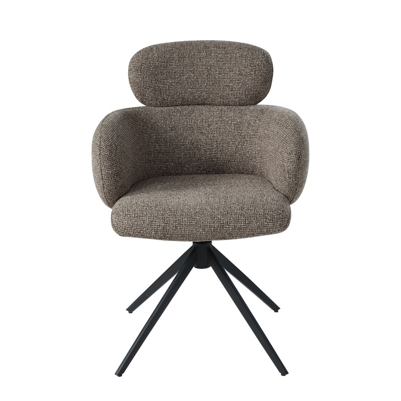 ACME Eada Arm Chair wSwivel in Dark Beige Chenille & Black