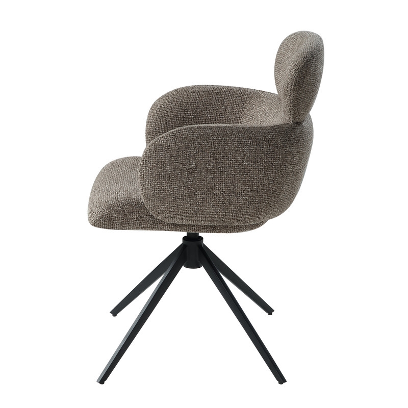 ACME Eada Arm Chair wSwivel in Dark Beige Chenille & Black