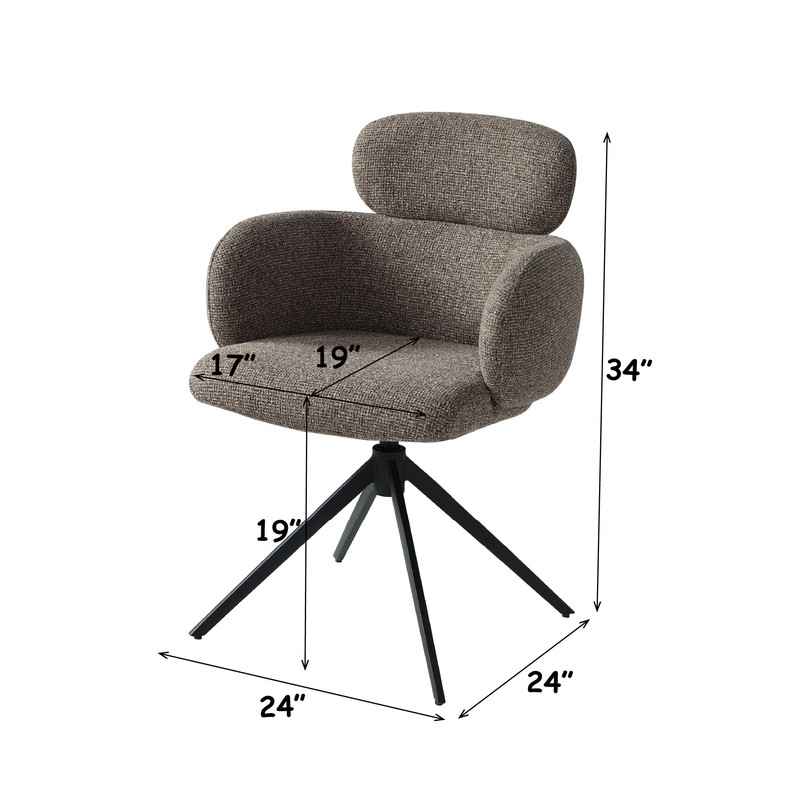 ACME Eada Arm Chair wSwivel in Dark Beige Chenille & Black