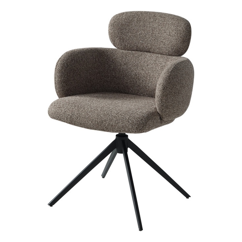 ACME Eada Arm Chair wSwivel in Dark Beige Chenille & Black