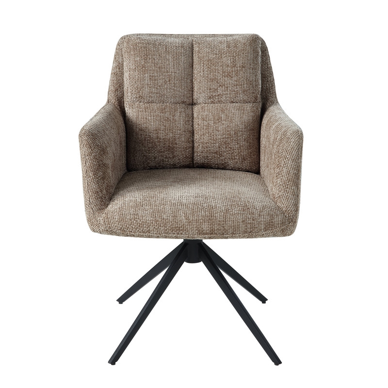 ACME Eada Arm Chair wSwivel in Taupe Chenille & Black