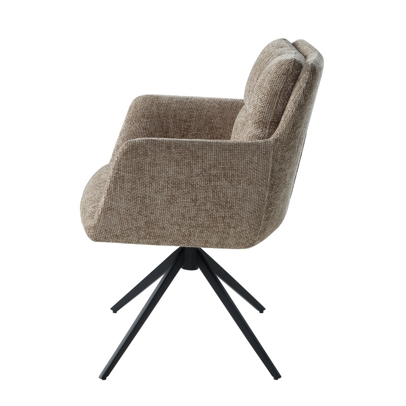 ACME Eada Arm Chair wSwivel in Taupe Chenille & Black