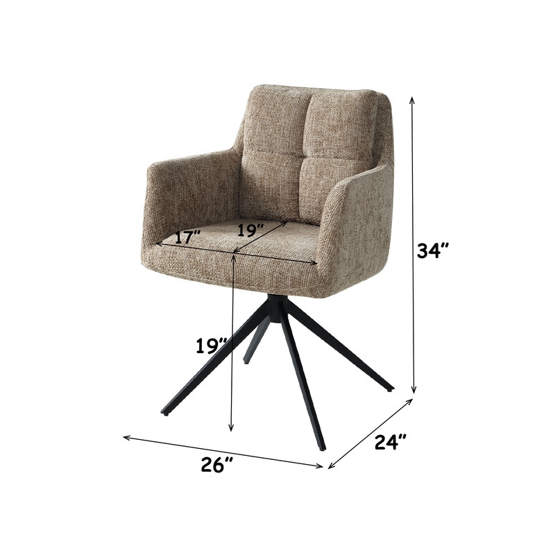 ACME Eada Arm Chair wSwivel in Taupe Chenille & Black