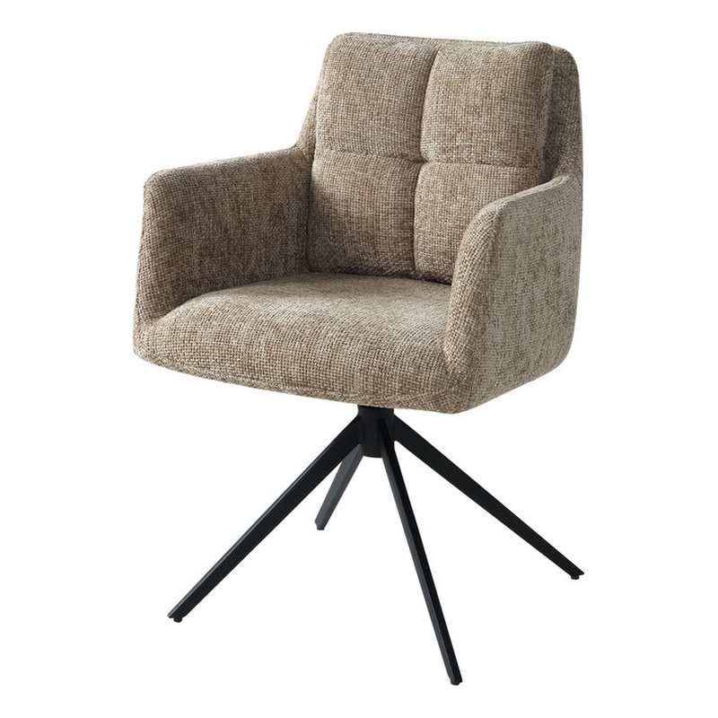 ACME Eada Arm Chair wSwivel in Taupe Chenille & Black