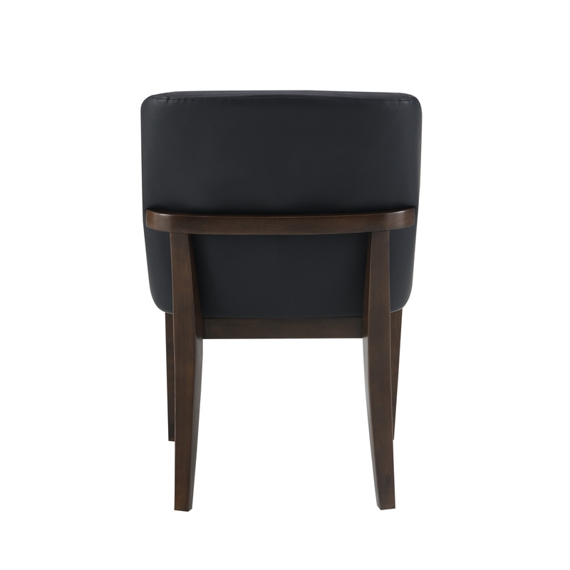 ACME Estella Side Chair (Set-2) in Black Leatherette & Walnut