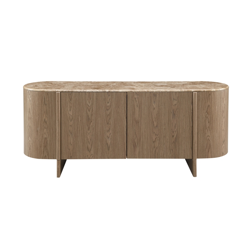 ACME Markku Console Cabinet in Natural Marble & Oak