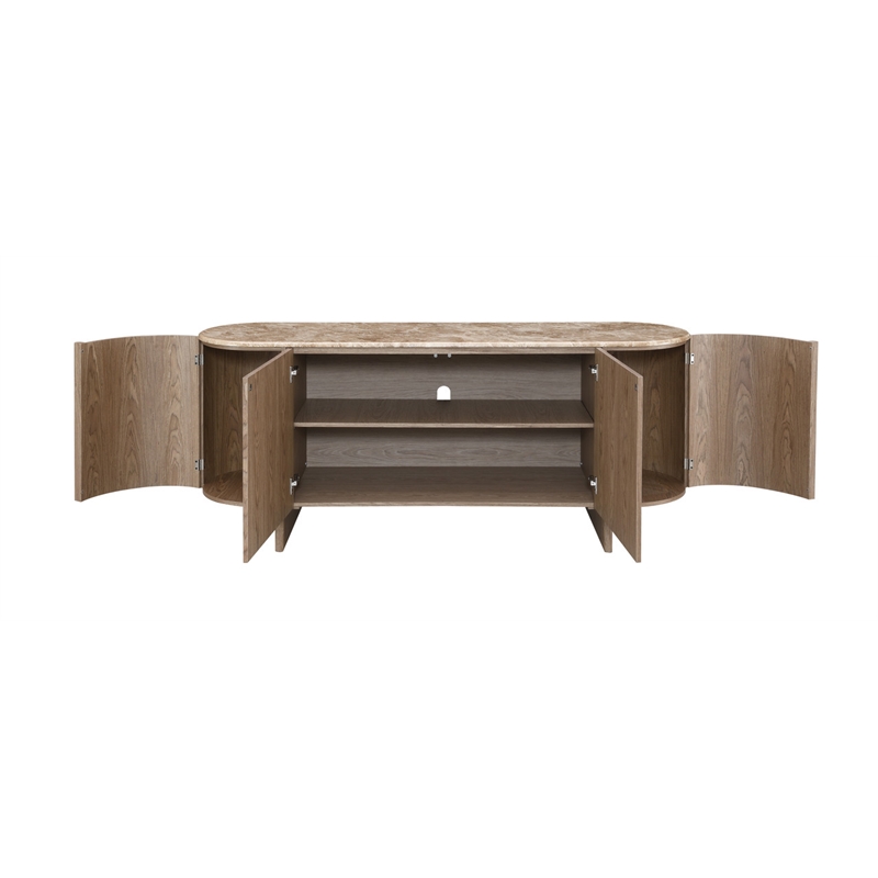 ACME Markku Console Cabinet in Natural Marble & Oak
