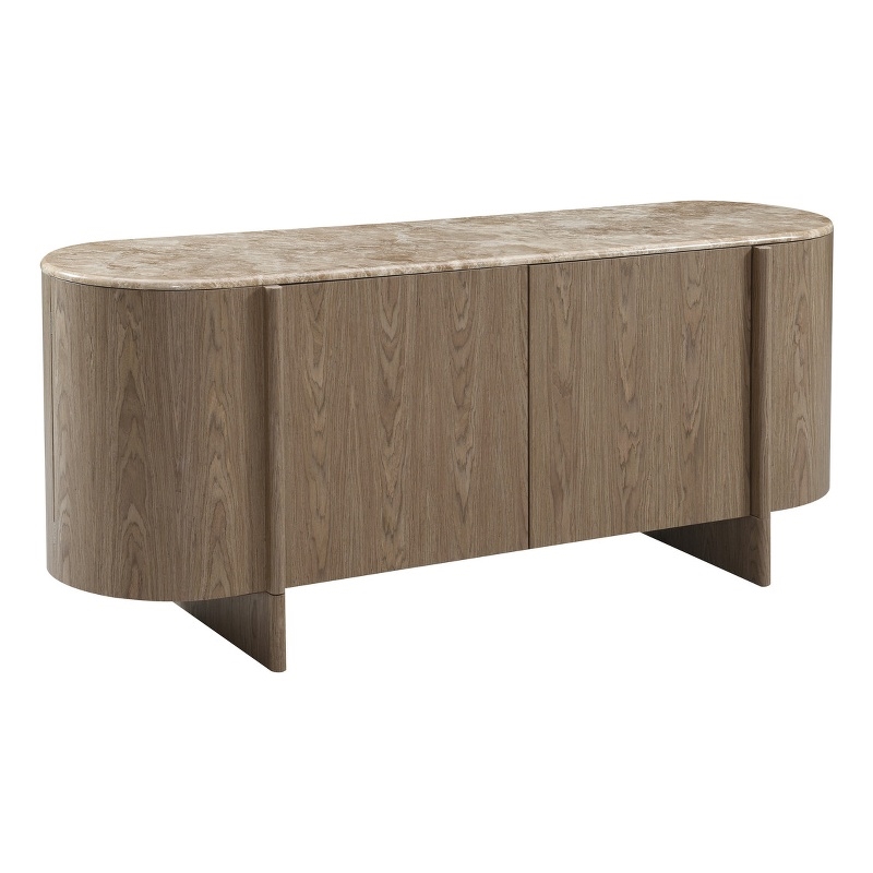 ACME Markku Console Cabinet in Natural Marble & Oak