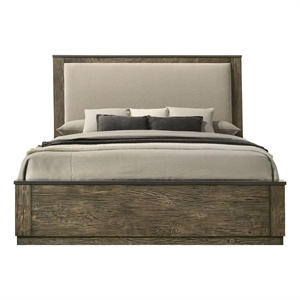 ACME Lance Eastern King Bed in Beige Linen & Distressed Oak