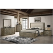 ACME Lance Queen Bed in Beige Linen & Distressed Oak