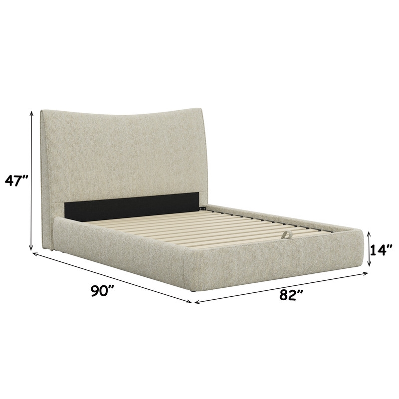 ACME Angulo EK Bed w/Storage in Beige Chenille