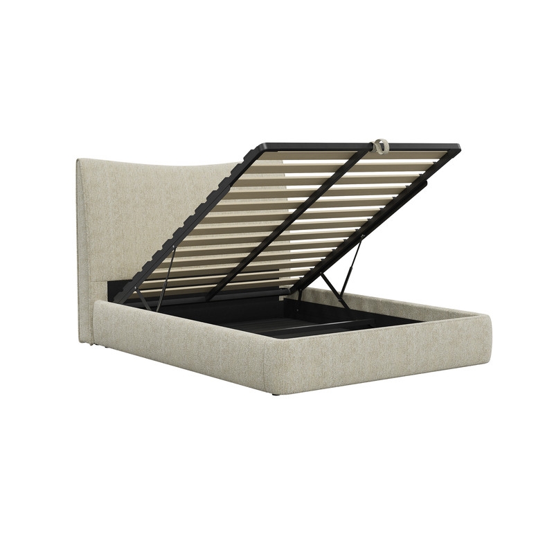 ACME Angulo Queen Bed w/Storage in Beige Chenille
