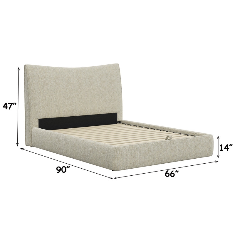 ACME Angulo Queen Bed w/Storage in Beige Chenille