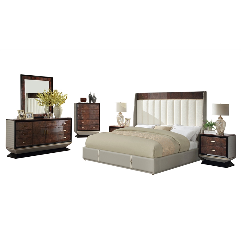 ACME Jamonica Eastern King Bed in Beige Linen