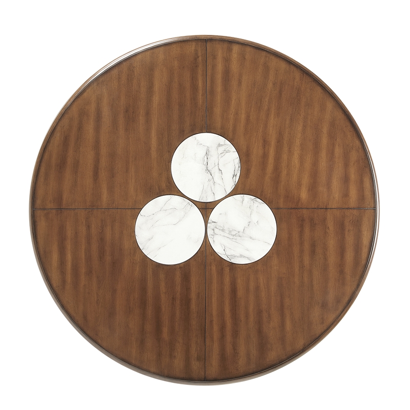 ACME Harvey Round Dining Table in Engineered Stone & Brown