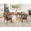 ACME Harvey Round Dining Table in Engineered Stone & Brown